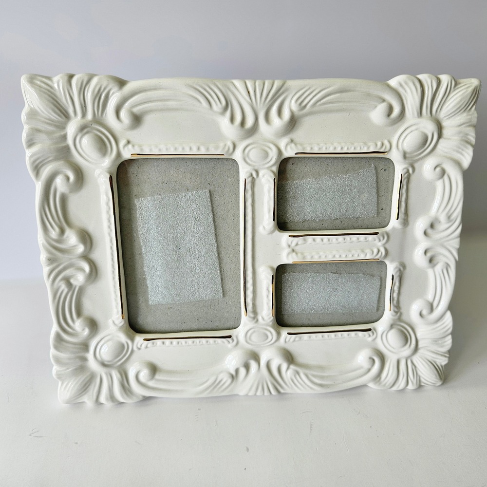 Vtg HB Group Porcelain Picture Frame 1997 Off White